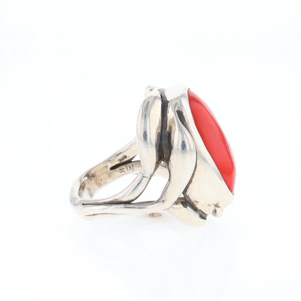 Native Oval Coral Free Form Ring