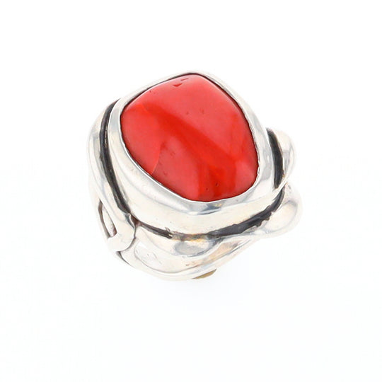 Native Oval Coral Free Form Ring