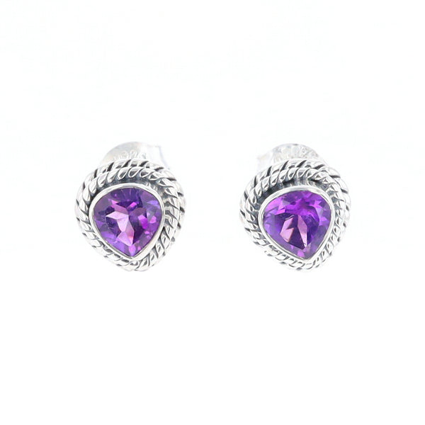 Native Amethyst Pear Stud Earrings