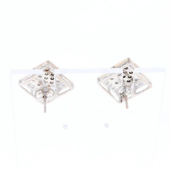 Square White & Chocolate Diamond Earrings