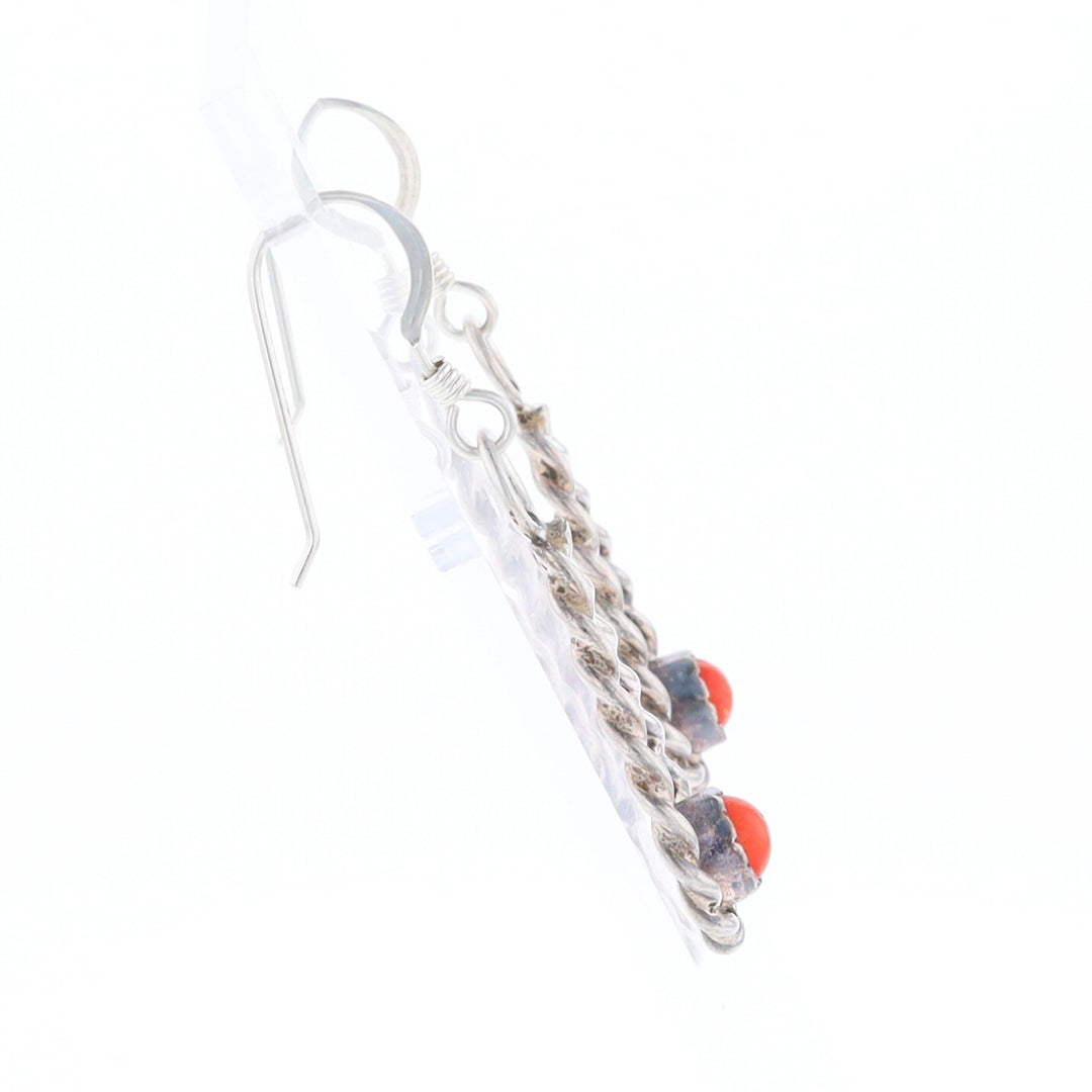 Native American Tear Drop Twist Coral Earrings