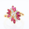 14K Gold Natural Ruby and Diamond Cluster Ring