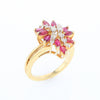 14K Gold Natural Ruby and Diamond Cluster Ring