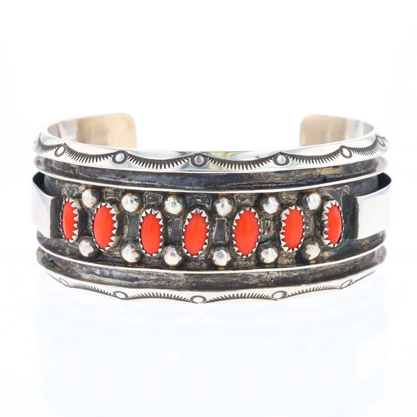 Jackie Singer Navajo Coral Cuff Bracelet