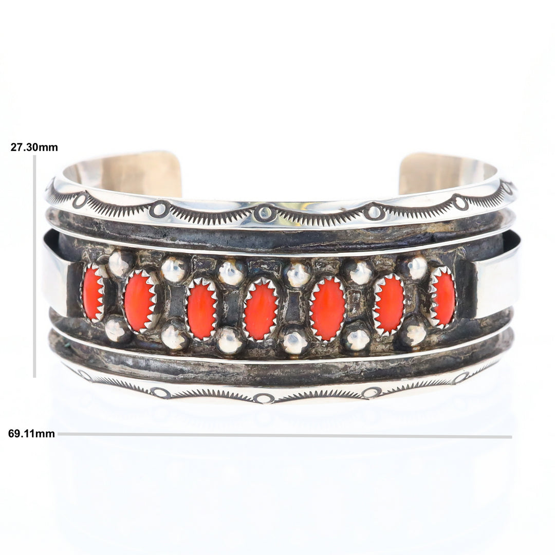 Jackie Singer Navajo Coral Cuff Bracelet