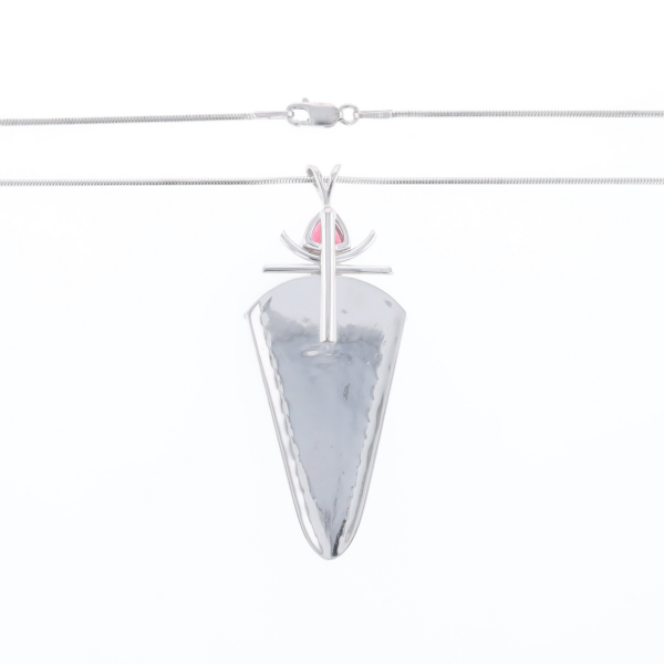 Druzy Quartz & Pink Trillion Tourmaline Necklace