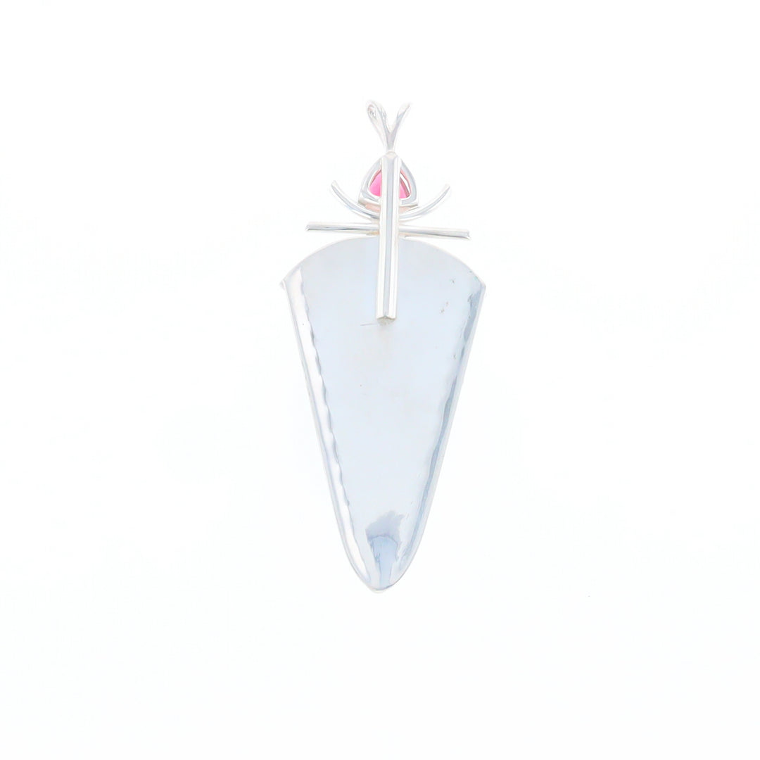 Druzy Quartz & Pink Trillion Tourmaline Pendant