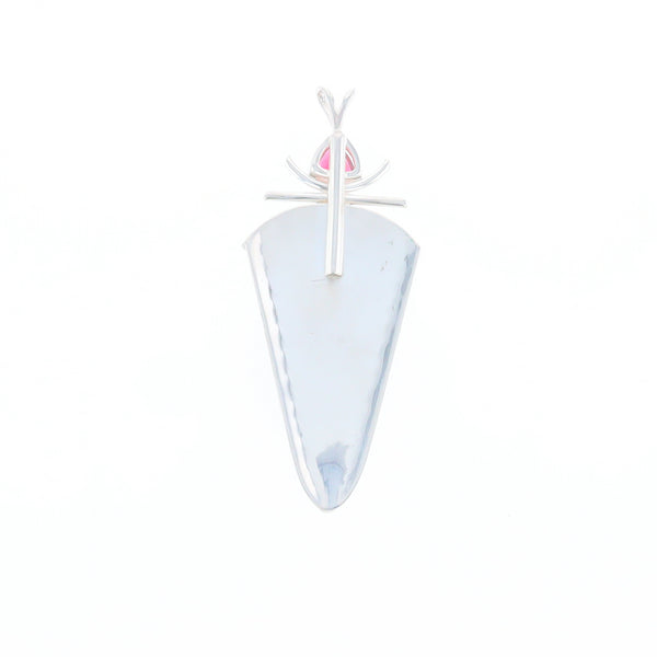 Druzy Quartz & Pink Trillion Tourmaline Pendant