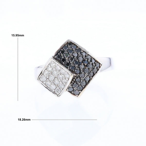 Double Pavé Black and White Diamond Ring