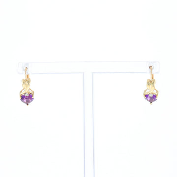 Amethyst Heart Earrings with Diamond Accents