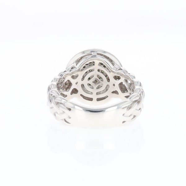 Green Diamond Braided Cluster Ring