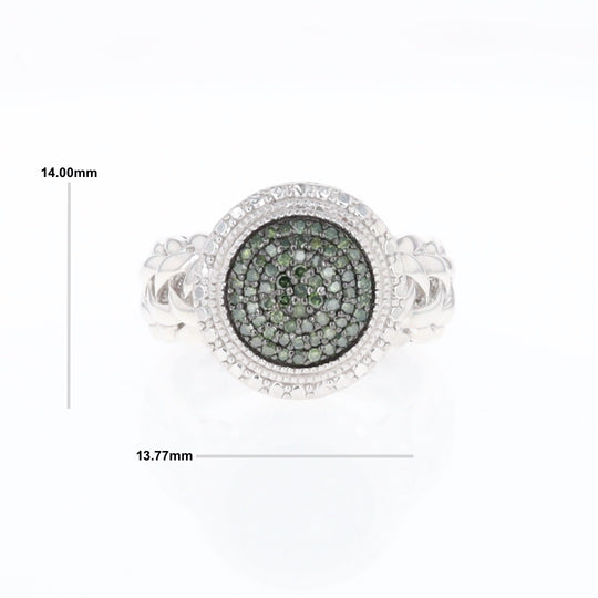 Green Diamond Braided Cluster Ring