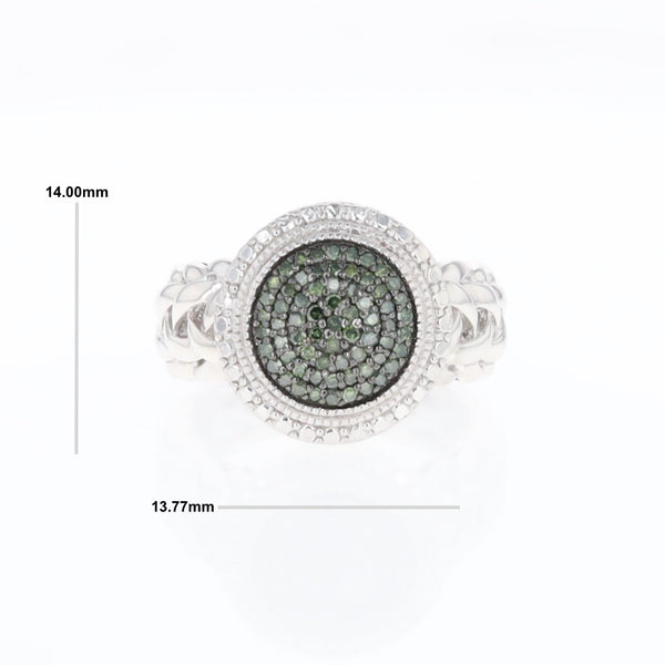 Green Diamond Braided Cluster Ring