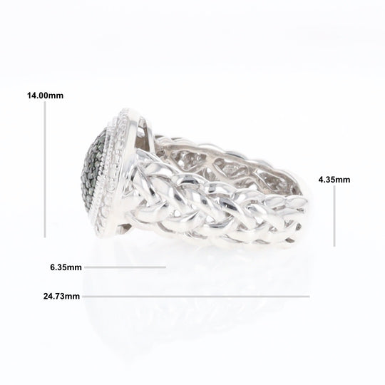 Green Diamond Braided Cluster Ring