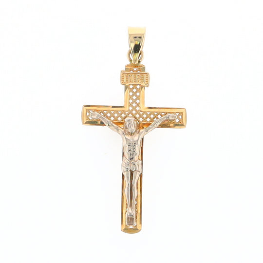 Two Tone Gold Crucifix Pendant