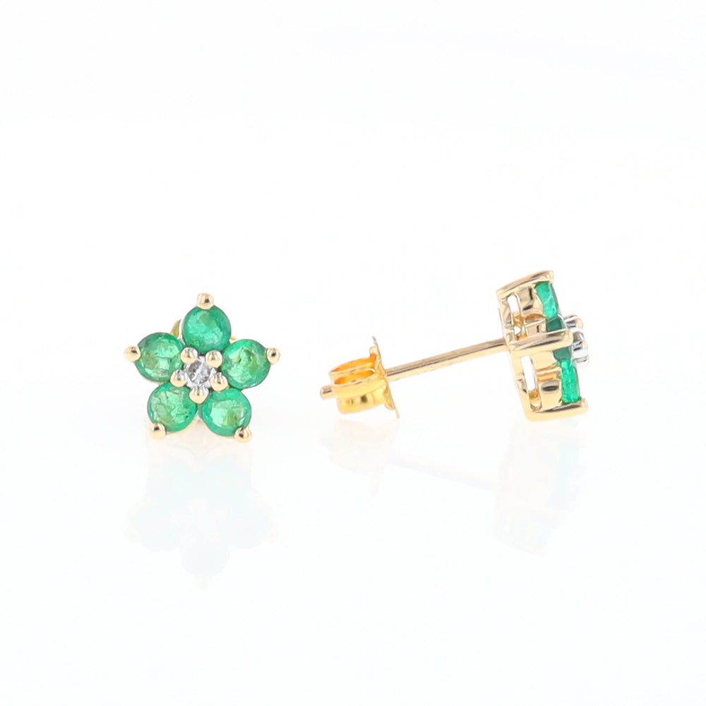 Emerald Flower Stud Earrings