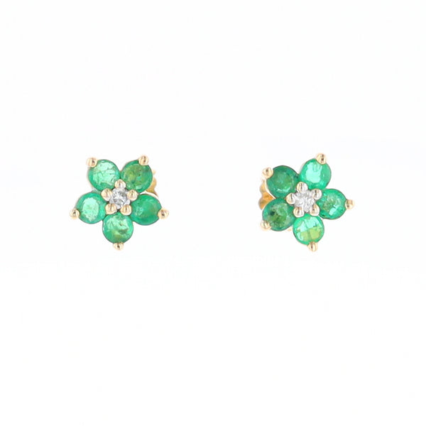 Emerald Flower Stud Earrings