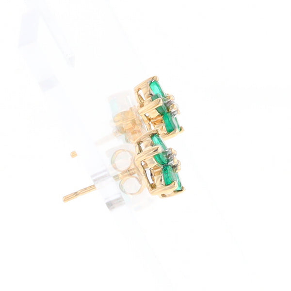 Emerald Flower Stud Earrings