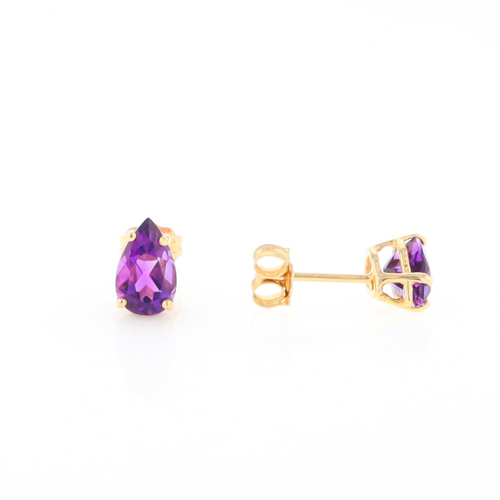 Amethyst Pear Stud Earrings