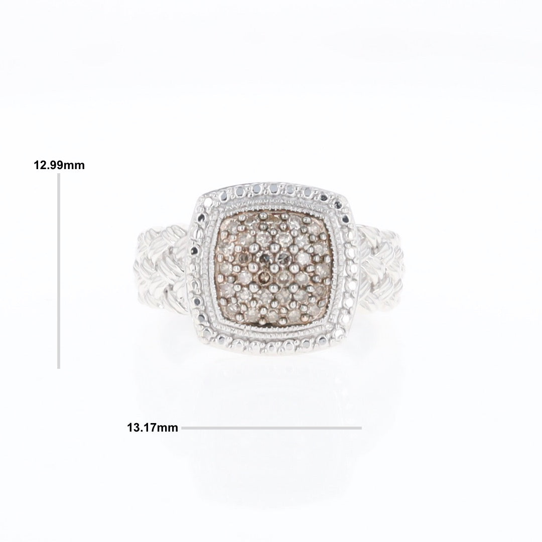 Champaign Diamond Square Braided Cluster Band