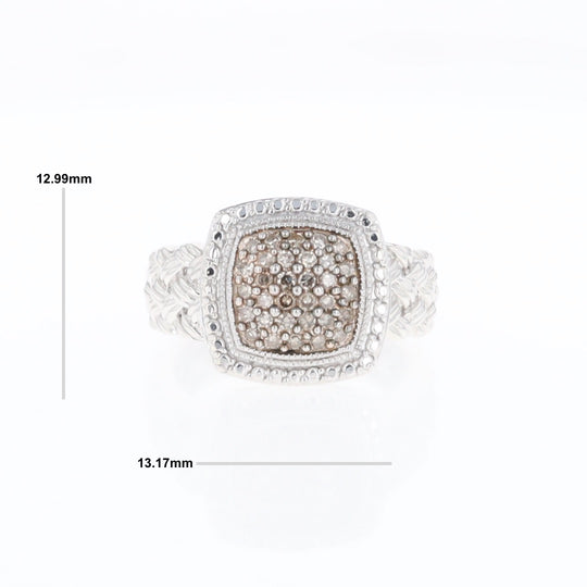Champaign Diamond Square Braided Cluster Band