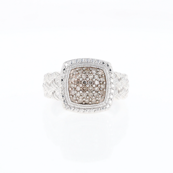 Champaign Diamond Square Braided Cluster Band
