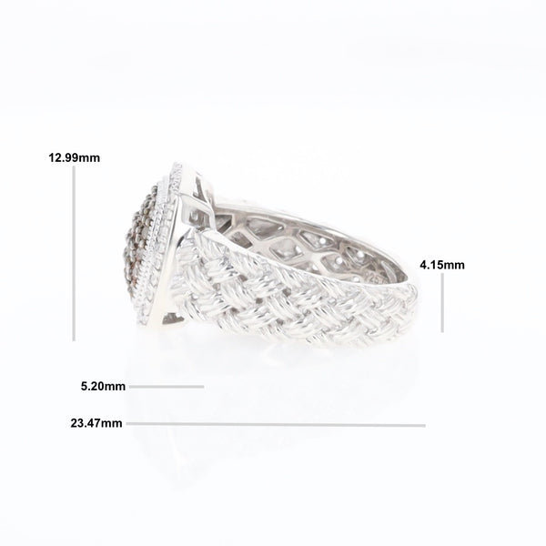 Champaign Diamond Square Braided Cluster Band