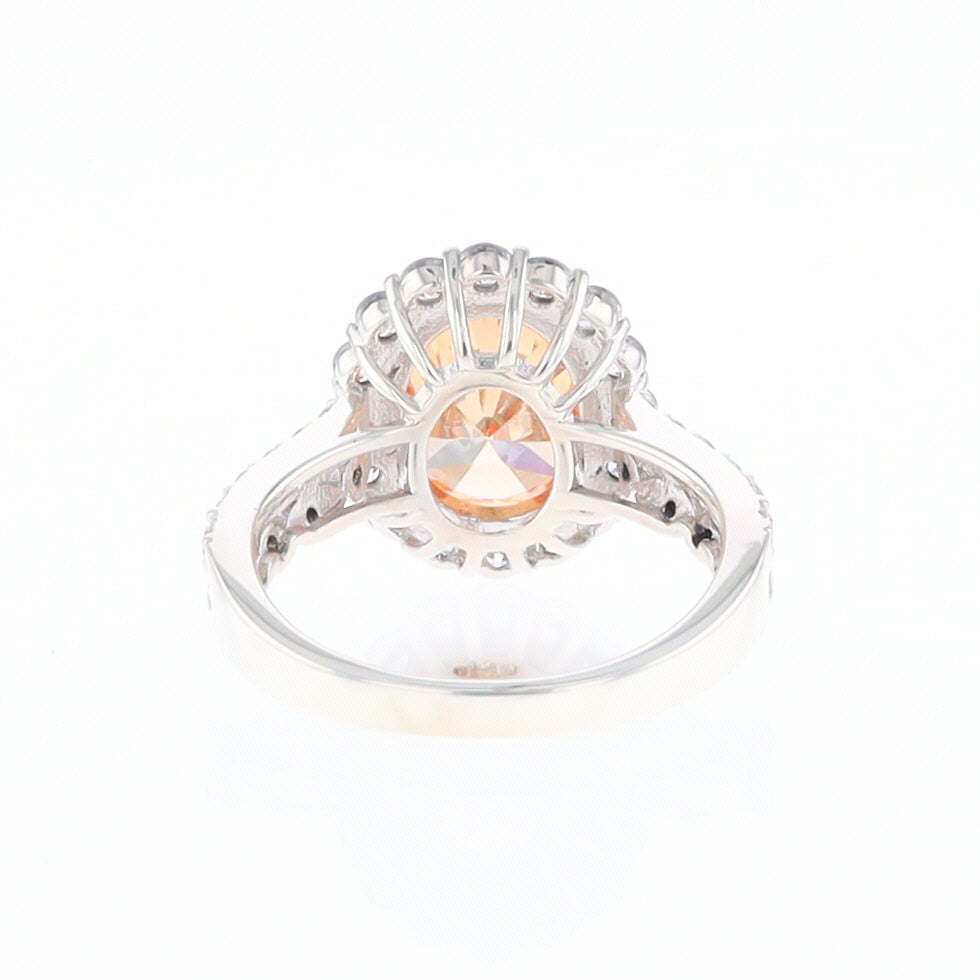 Peach Imitation Topaz Halo Ring