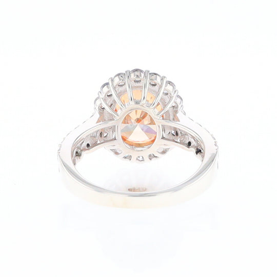 Peach Imitation Topaz Halo Ring