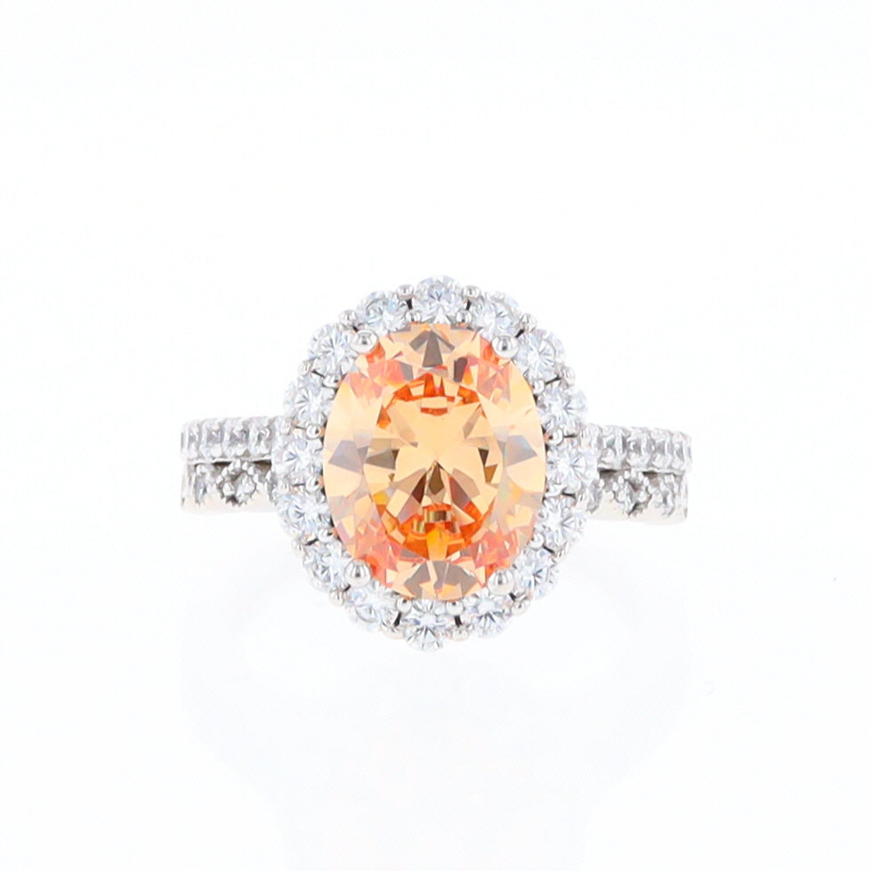 Peach Imitation Topaz Halo Ring