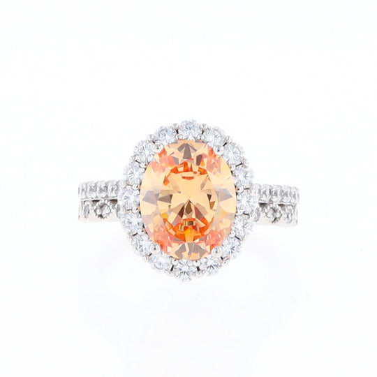 Peach Imitation Topaz Halo Ring