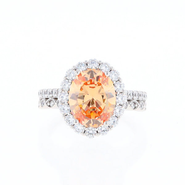 Peach Imitation Topaz Halo Ring