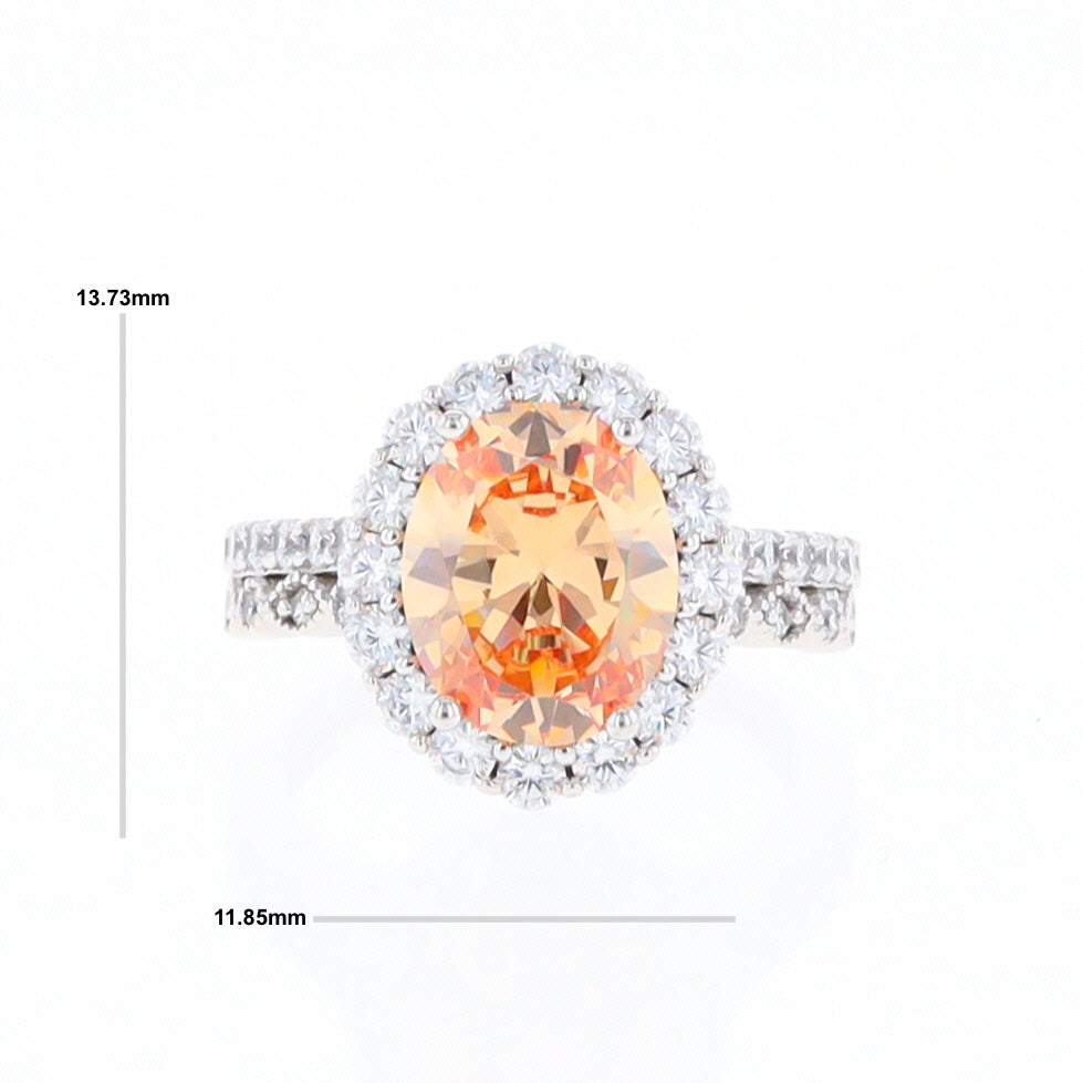 Peach Imitation Topaz Halo Ring