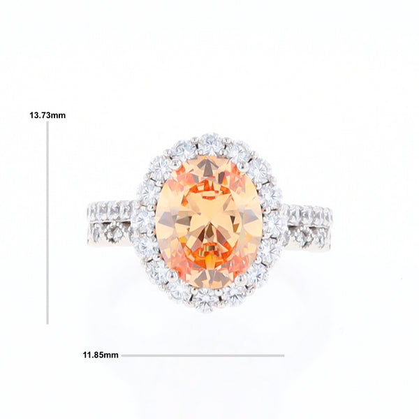 Peach Imitation Topaz Halo Ring