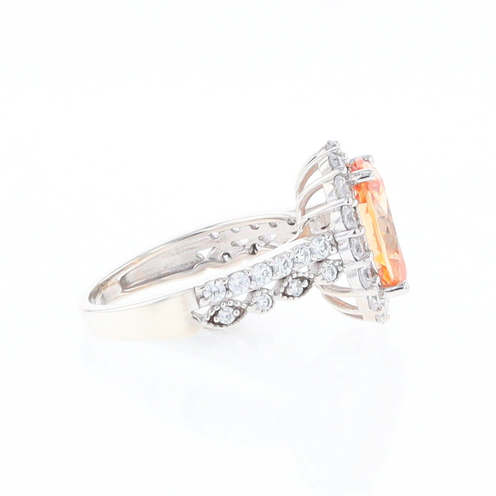 Peach Imitation Topaz Halo Ring