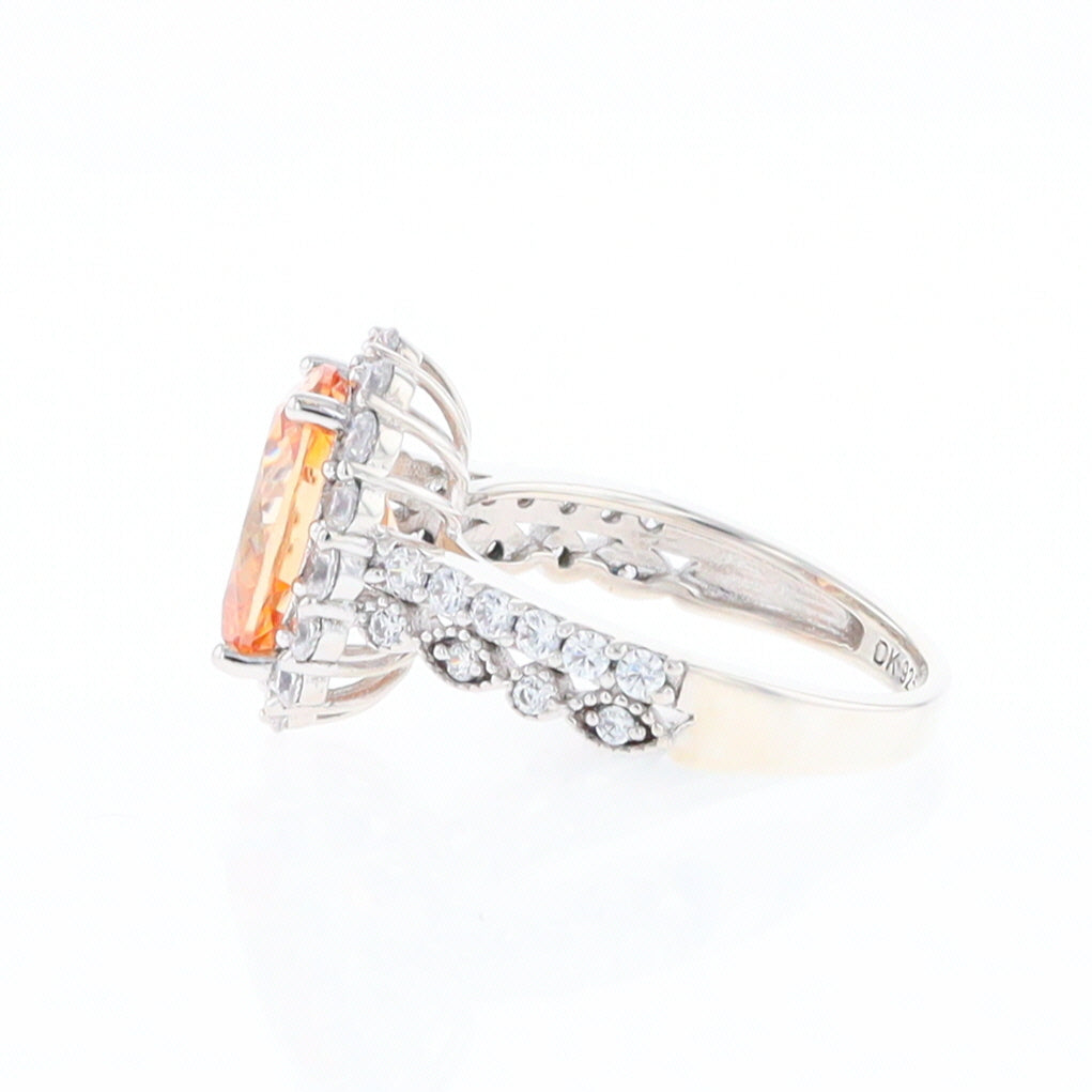 Peach Imitation Topaz Halo Ring