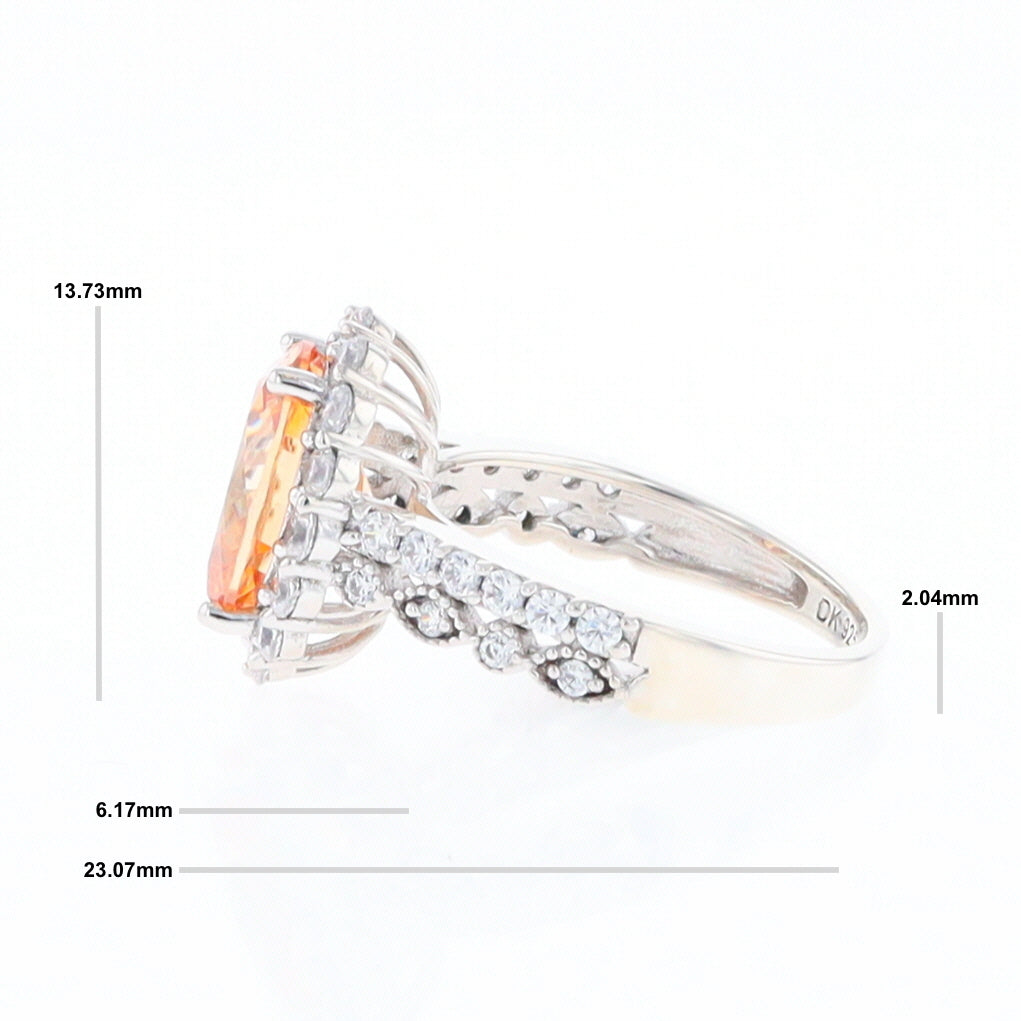 Peach Imitation Topaz Halo Ring