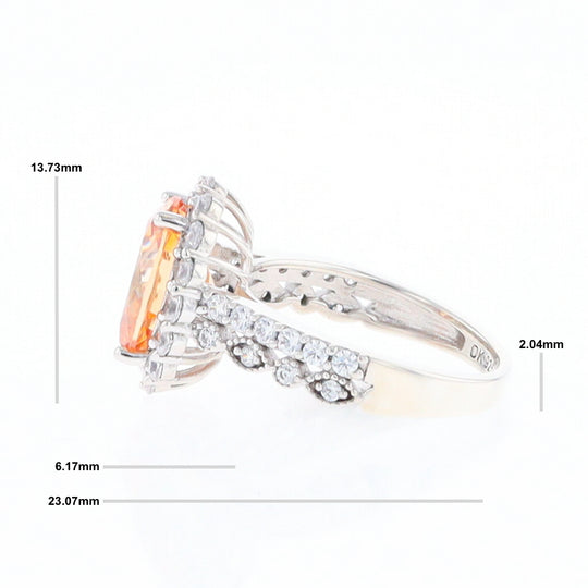 Peach Imitation Topaz Halo Ring