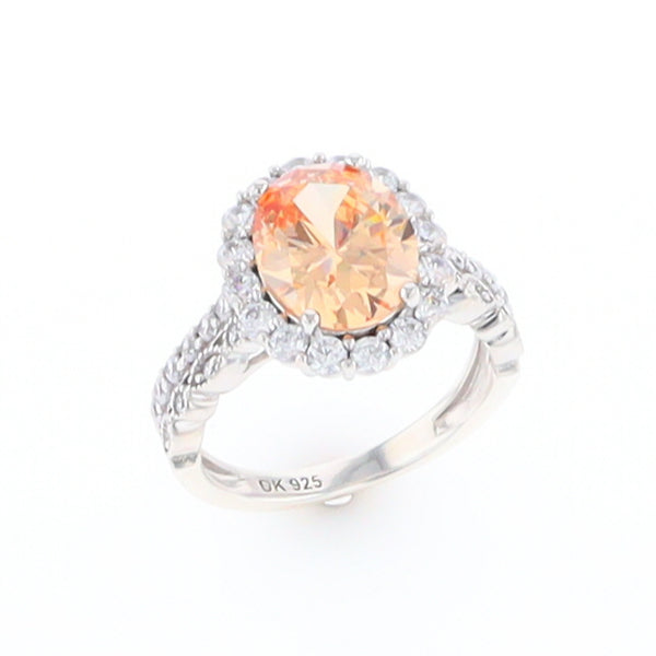 Peach Imitation Topaz Halo Ring