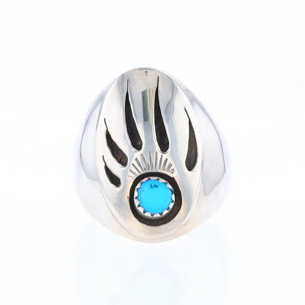 Mens Native Turquoise Bear Claw Ring