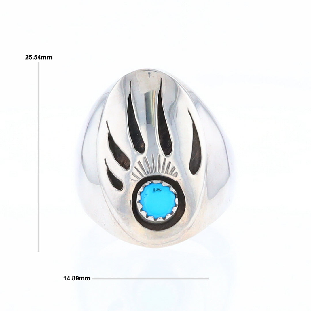 Mens Native Turquoise Bear Claw Ring