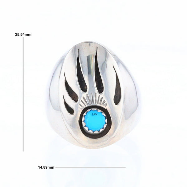 Mens Native Turquoise Bear Claw Ring