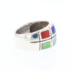 Native Silver Multi Stone Inlaid Ring