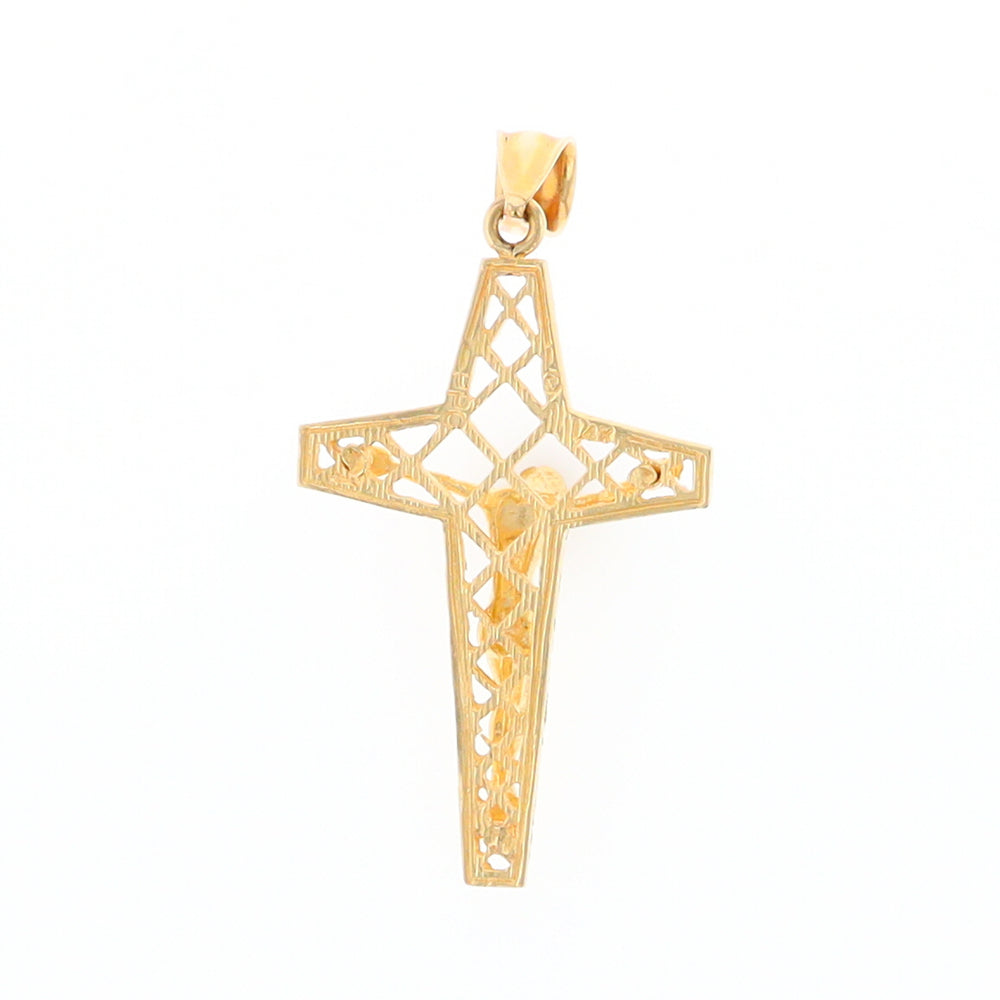 Gold Mesh Crucifix Pendant