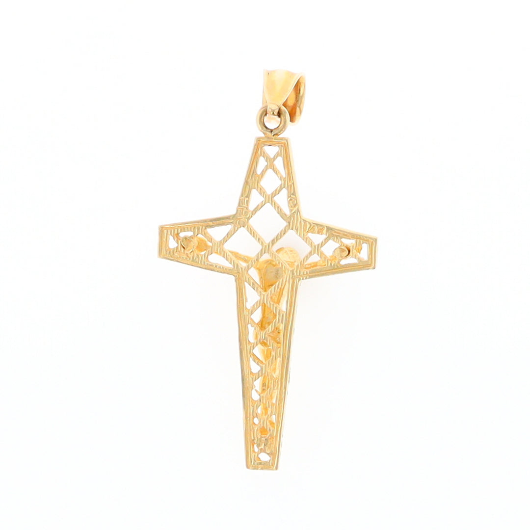 Gold Mesh Crucifix Pendant