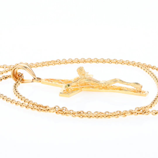 Gold Mesh Crucifix Pendant