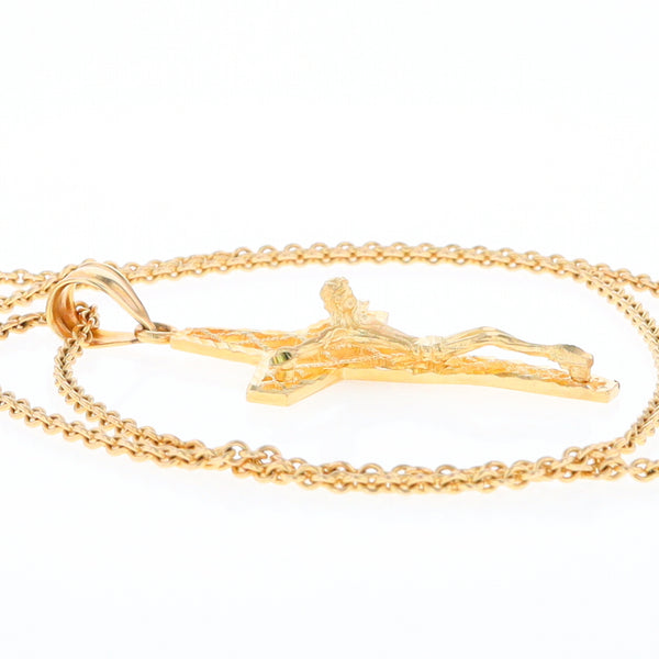 Gold Mesh Crucifix Pendant