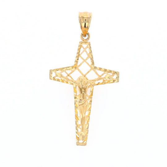 Gold Mesh Crucifix Pendant