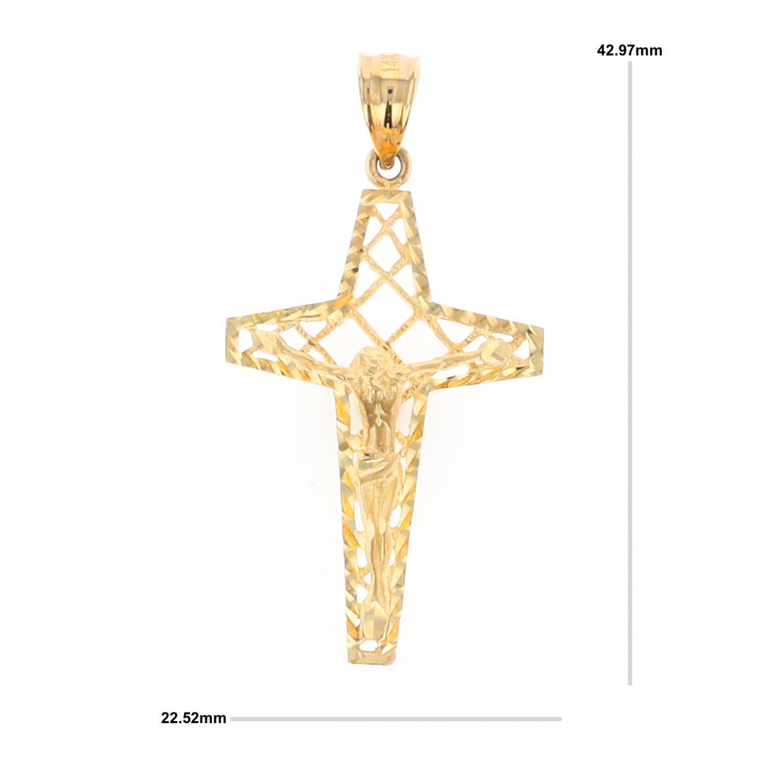 Gold Mesh Crucifix Pendant