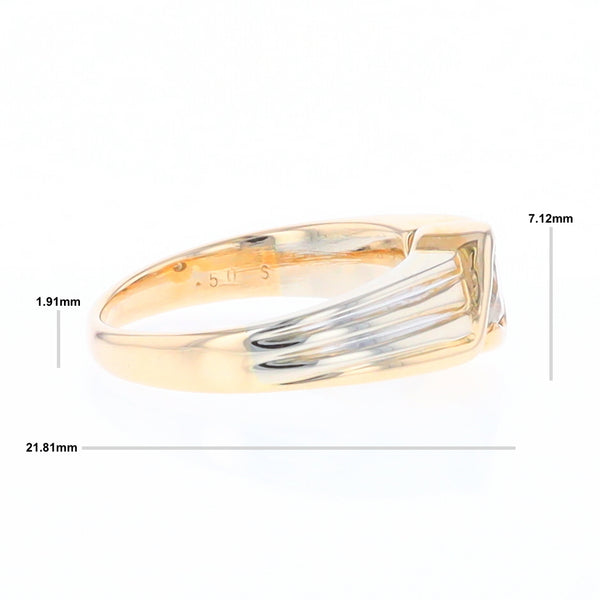 14Kt White & Yellow Gold Diamond Ribbed Bypass Ring